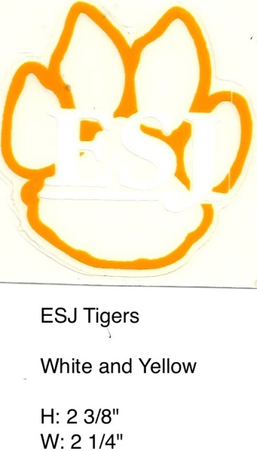 Tiger Paw ESJ Tigers white and clear oultined in yellow